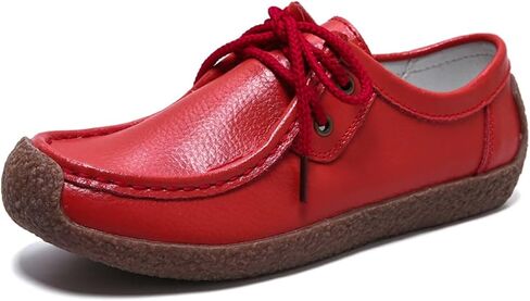 Sunporx Womens Suede Oxford Shoes Lace Up Comfort Casual Cowhide Square Toe Driving Moccasins Slip On Bowknot Penny Flat Loafers in Saudi Arabia