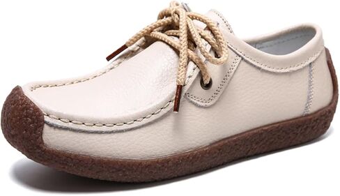 Sunporx Womens Suede Oxford Shoes Lace Up Comfort Casual Cowhide Square Toe Driving Moccasins Slip On Bowknot Penny Flat Loafers in Saudi Arabia