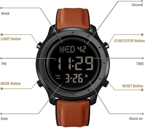 Mens Watch for Men Digital Watch Men's Wrist Watches LED Minimalist Stainless Steel Waterproof Stopwatch in Saudi Arabia