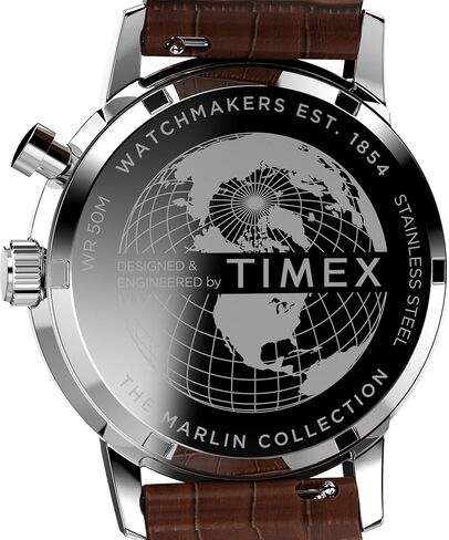 Timex Men's Marlin Moon Phase 40mm Watch - Brown Strap Rose Gold-Tone Dial Stainless Steel Case in Saudi Arabia