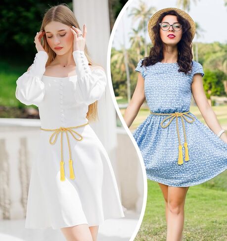 حزام حبل ذهبي مقاس 67 بوصة، أحزمة ربط للنساء، فستان تنورة نسائي بأحزمة حبل (ذهبي) in Kuwait