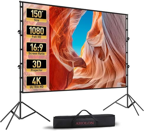 Projector Screen - 120 inch Projector Screen 16:9 Washable Foldable Portable Projector Movie Screen for Home Theater Indoor Outdoor Projector Screen,Support Double Sided Projection Screen. in Saudi Arabia