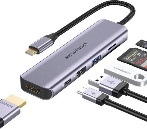 HDMI Adapter for Dual Monitors, Newmight 4 in 1 USB C to Dual HDMI Adapter with 100W PD, USB Port, HDMI to USB C Hub with 2 HDMI for MacBook Pro, iPhone 15 Series, HP, Dell in Kuwait