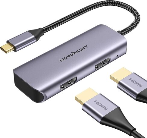 HDMI Adapter for Dual Monitors, Newmight 4 in 1 USB C to Dual HDMI Adapter with 100W PD, USB Port, HDMI to USB C Hub with 2 HDMI for MacBook Pro, iPhone 15 Series, HP, Dell in Kuwait