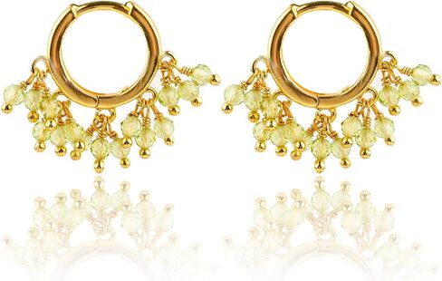 Beads Hoop Earrings for Women – 2.5 mm Natural Gemstone Beads, Hypoallergenic Gold Plated, Lightweight Handmade Small Hoops for Daily Wear, Party & Gift Jewelry in Saudi Arabia