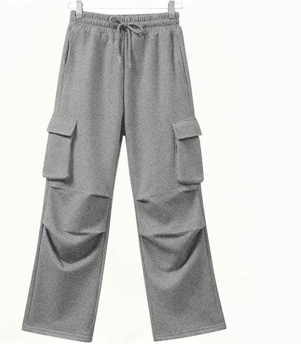 Wide Leg Cargo Sweatpants Women Drawstring High Waisted Baggy Palazzo Pants Stretchy Athletic Lounge Pants with Pockets in Saudi Arabia