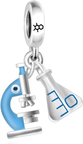 3D Microscope Dangle Charm, S925 Sterling Silver Charms, DNA Biology Medical Helix Chemistry Science Charms Suitable for Pandora Bracelet Jewelry Gift in Saudi Arabia
