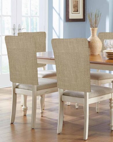 Beige Chair Back Covers Set of 4, Solid Brown Color Burlap Removable Washable Chair Covers for Dining Chairs, Modern Farmhouse Decorative Dining Room Chairs Cover for Party Home Hotel Wedding in Saudi Arabia