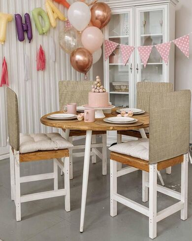 Beige Chair Back Covers Set of 4, Solid Brown Color Burlap Removable Washable Chair Covers for Dining Chairs, Modern Farmhouse Decorative Dining Room Chairs Cover for Party Home Hotel Wedding in Saudi Arabia