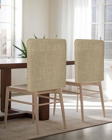 Beige Chair Back Covers Set of 4, Solid Brown Color Burlap Removable Washable Chair Covers for Dining Chairs, Modern Farmhouse Decorative Dining Room Chairs Cover for Party Home Hotel Wedding in Saudi Arabia