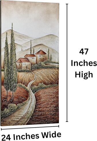 لوحة فنية جدارية من القماش من Touch of Class Tuscan Valley - أخضر، صدأ، عاجي - جبال معدنية لغرفة النوم، غرفة الطعام، غرفة المعيشة، قبو النبيذ، الكرم، المدخل - مرسومة يدويًا in Kuwait