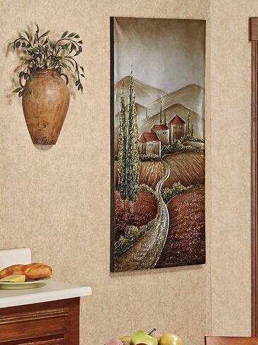 لوحة فنية جدارية من القماش من Touch of Class Tuscan Valley - أخضر، صدأ، عاجي - جبال معدنية لغرفة النوم، غرفة الطعام، غرفة المعيشة، قبو النبيذ، الكرم، المدخل - مرسومة يدويًا in Kuwait