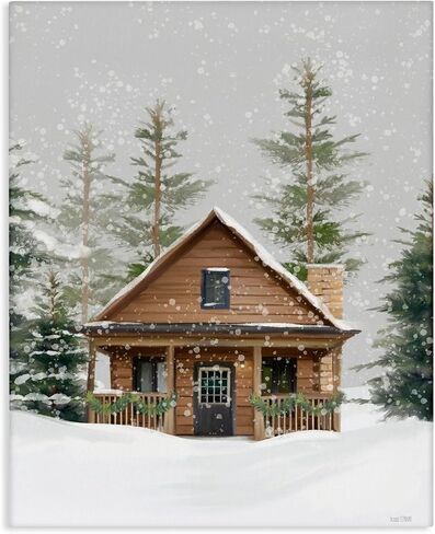 Stupell Industries Cozy Snowy Forest Cabin Canvas Wall Art, design by House Fenway, 30 x 24 in Saudi Arabia