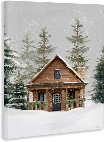 Stupell Industries Cozy Snowy Forest Cabin Canvas Wall Art, design by House Fenway, 30 x 24 in Saudi Arabia