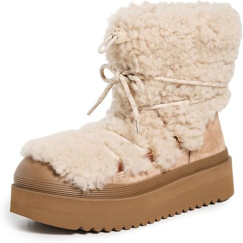 Tory Burch Women's Mellow Shearling Lace Up Boots in Saudi Arabia