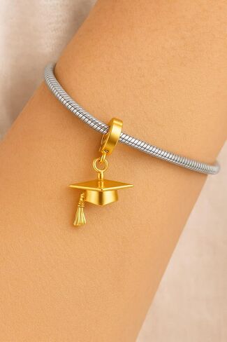 Graduation Hat Dangle Charm Pendant, 14K Gold Plated 925 Sterling Silver, Compatible with Pandora & Similar Charm Bead Bracelets, Necklaces & 2026 DIY Jewelry in Saudi Arabia