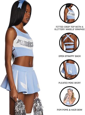 Dolls Kill Angel Cheerleader Halloween Costume - Heaven Outfit with Pom Poms by Trickz N' Treatz in Saudi Arabia