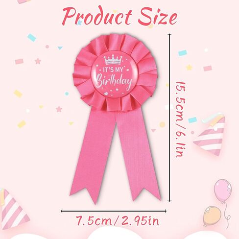 2 Pcs ''IT'S MY Birthday'' Brooch, Happy Birthday Badge Pin, Black Pink Birthday Button Decorations for Men Women in Saudi Arabia