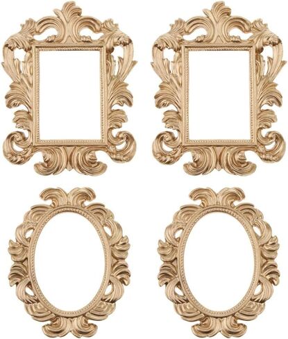 Elegant Baroque Style Frame Place Card Photo Holder for Wedding Thank-You Gifts, Set of 4 - Gold Resin Decoration for Home, Party, and Peephole, for Wedding Favors and Home D in Saudi Arabia