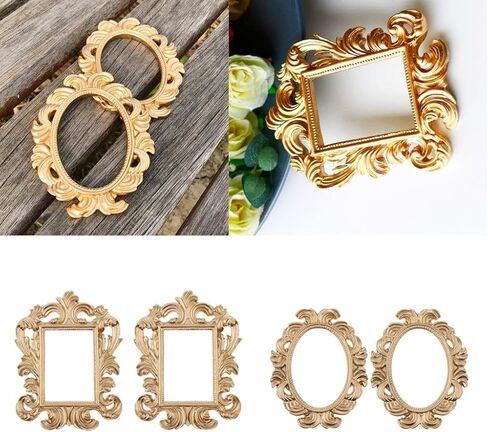 Elegant Baroque Style Frame Place Card Photo Holder for Wedding Thank-You Gifts, Set of 4 - Gold Resin Decoration for Home, Party, and Peephole, for Wedding Favors and Home D in Saudi Arabia