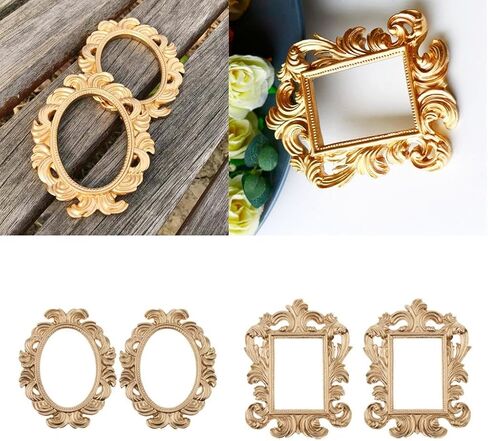 Elegant Baroque Style Frame Place Card Photo Holder for Wedding Thank-You Gifts, Set of 4 - Gold Resin Decoration for Home, Party, and Peephole, for Wedding Favors and Home D in Saudi Arabia