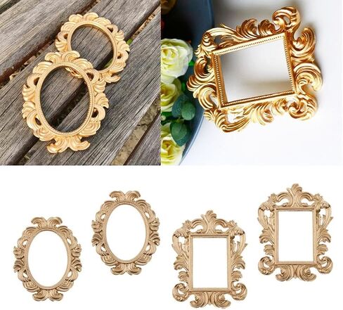 Elegant Baroque Style Frame Place Card Photo Holder for Wedding Thank-You Gifts, Set of 4 - Gold Resin Decoration for Home, Party, and Peephole, for Wedding Favors and Home D in Saudi Arabia
