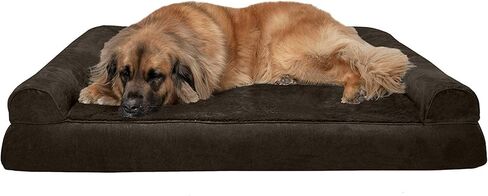 Furhaven Orthopedic Dog Bed for Large/Medium Dogs w/ Removable Bolsters & Washable Cover, For Dogs Up to 55 lbs - Plush & Suede Sofa - Deep Pool, Large in Kuwait