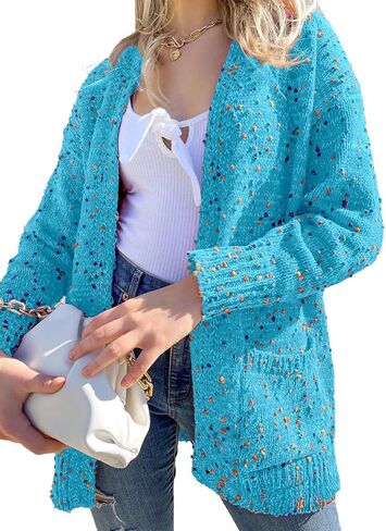 SELINK Women's Cardigan Sweater Casual Confetti Rib Knit Long Sleeve Cardigan Daily Outwear in Saudi Arabia
