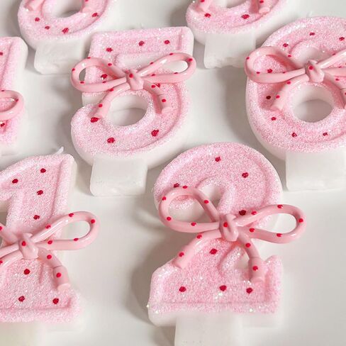 Pink Bow 10th Birthday Candle 3.26 inch Sweet Birthday Number 10 Candle for Cake Toppers Decorations for Showers Wedding Anniversary Celebration Party Supplies in Saudi Arabia