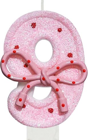 Pink Bow 10th Birthday Candle 3.26 inch Sweet Birthday Number 10 Candle for Cake Toppers Decorations for Showers Wedding Anniversary Celebration Party Supplies in Saudi Arabia