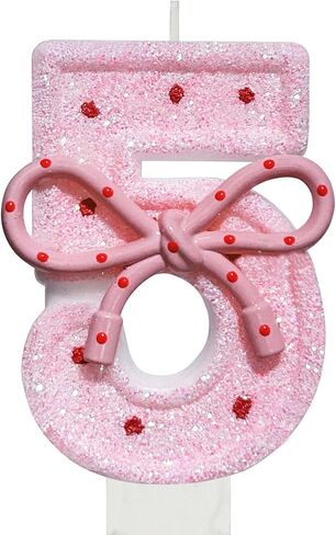 Pink Bow 10th Birthday Candle 3.26 inch Sweet Birthday Number 10 Candle for Cake Toppers Decorations for Showers Wedding Anniversary Celebration Party Supplies in Saudi Arabia