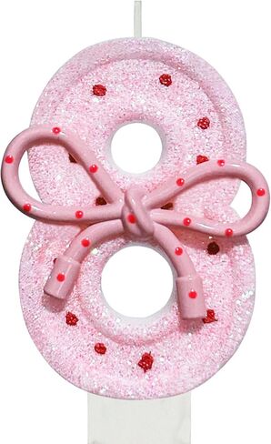 Pink Bow 10th Birthday Candle 3.26 inch Sweet Birthday Number 10 Candle for Cake Toppers Decorations for Showers Wedding Anniversary Celebration Party Supplies in Saudi Arabia
