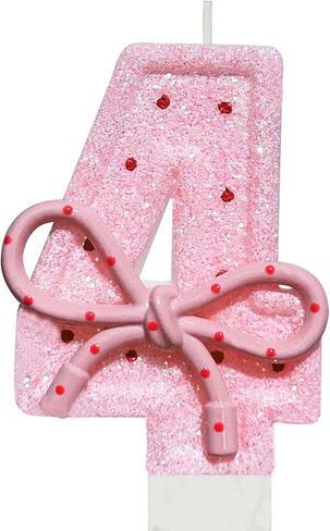 Pink Bow 10th Birthday Candle 3.26 inch Sweet Birthday Number 10 Candle for Cake Toppers Decorations for Showers Wedding Anniversary Celebration Party Supplies in Saudi Arabia