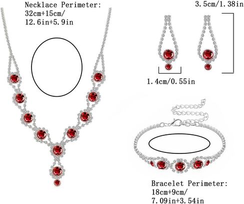 Crystal Jewelry Set for Wedding Prom Party Bridal Crystal Necklace Earrings Bracelet Set Bridal Wedding Elegant Floral Jewelry Set for Women/Brides/Bridesmaids ﻿ in Saudi Arabia