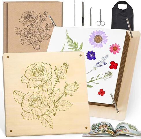 GTQYYF EXTRA LARGE FLOWER PRESS KIT 11.02 X11.02 بوصة مع حقيبة تخزين ، مجموعة من الخشب الصلب للضغط in Kuwait