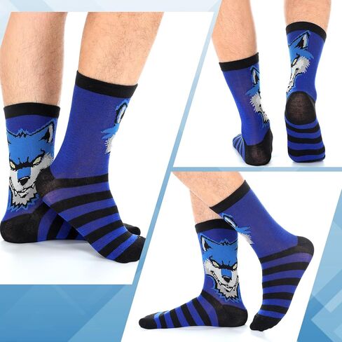 Shihanee 12 Pairs Wolf Funny Socks Gifts for Men Christmas Novelty Fun Wolves Animal Crew Socks Bulk for Men Dad Grandpa Wolf Lovers in Saudi Arabia