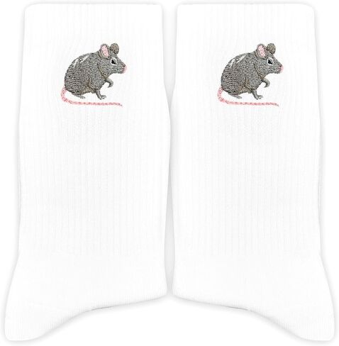 Mouse Embroidered Socks – Cute Animal Lover Gifts for Birthday, Christmas, Cozy Everyday Looks.(061) in Kuwait