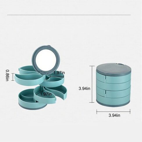 Rotating Jewelry Box with Mirror - 4 Layer Large Capacity Jewelry Organizer for Bracelets, Rings, Earrings, Necklaces, Women's Storage Case, Gift for Her in Saudi Arabia
