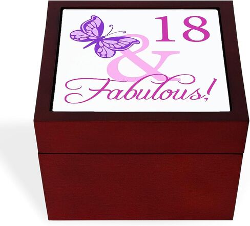 CafePress Fabulous 18Th Birthday for Girls Memory Keepsake Jewelry Box, 5"x5"x3.75" in Saudi Arabia