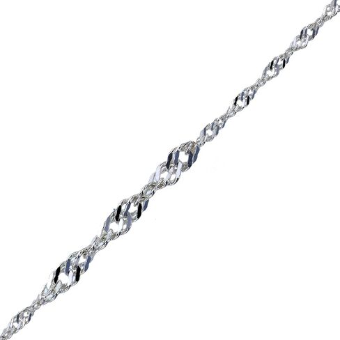 DECADENCE Sterling Silver Silver-Plated Ecoat 2.50mm 040 Diamond Cut Singapore 7.5" Chain Bracelet in Saudi Arabia