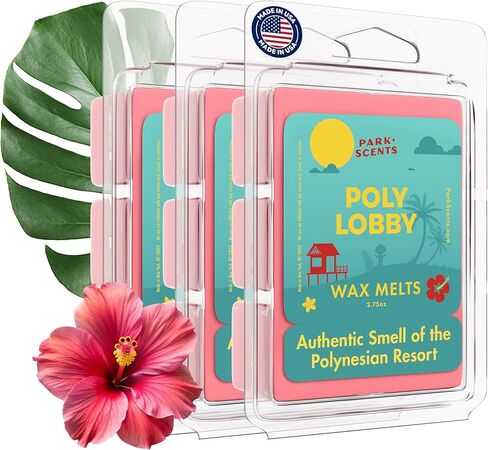 Park Scents Poly Lobby – Polynesian Resort Theme Park Luxury Hotel Candle Wax Melts – Wax Cubes – Strong Scent, Vegan Blend, Made in USA – Birthday Gifts for Women, Sister, Hostess (3 Pack – 18 Cubes) in Saudi Arabia