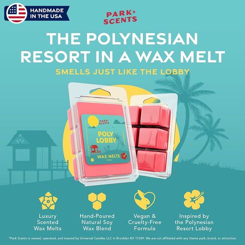Park Scents Poly Lobby – Polynesian Resort Theme Park Luxury Hotel Candle Wax Melts – Wax Cubes – Strong Scent, Vegan Blend, Made in USA – Birthday Gifts for Women, Sister, Hostess (3 Pack – 18 Cubes) in Saudi Arabia