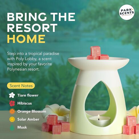 Park Scents Poly Lobby – Polynesian Resort Theme Park Luxury Hotel Candle Wax Melts – Wax Cubes – Strong Scent, Vegan Blend, Made in USA – Birthday Gifts for Women, Sister, Hostess (3 Pack – 18 Cubes) in Saudi Arabia