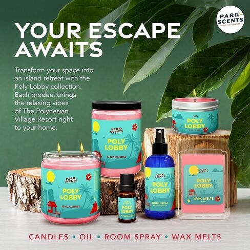 Park Scents Poly Lobby – Polynesian Resort Theme Park Luxury Hotel Candle Wax Melts – Wax Cubes – Strong Scent, Vegan Blend, Made in USA – Birthday Gifts for Women, Sister, Hostess (3 Pack – 18 Cubes) in Saudi Arabia