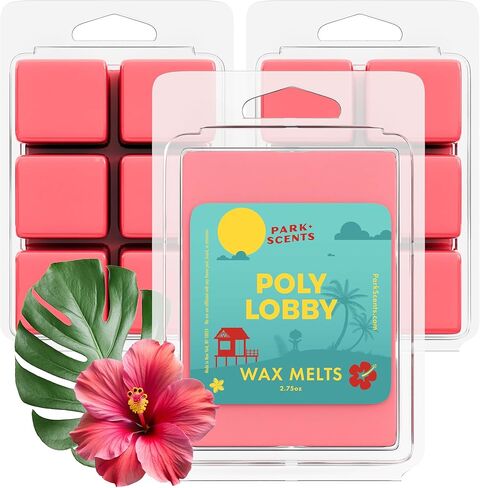 Park Scents Poly Lobby – Polynesian Resort Theme Park Luxury Hotel Candle Wax Melts – Wax Cubes – Strong Scent, Vegan Blend, Made in USA – Birthday Gifts for Women, Sister, Hostess (3 Pack – 18 Cubes) in Saudi Arabia