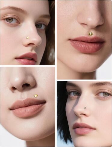 14K Gold Filled 20G 18G 16G Threadless Flat Back Earrings Studs Surgical Stainless Steel Clear CZ Push In Nose Rings Studs Tragus Helix Conch Cartilage Earrings Piercing Jewelry For Women Men in Saudi Arabia