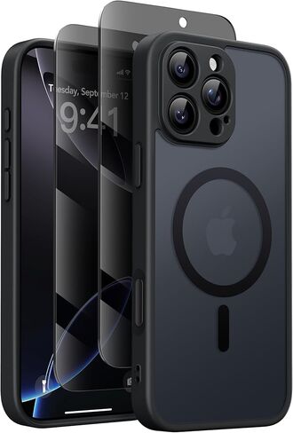 GolbinBox Magnetic for iPhone 17 Pro Max Case with Privacy Screen Protector, Compatible with MagSafe,[Full Camera Protection] Military Grade Matte Translucent iPhone 17 ProMax Phone Cover,Deep Blue in Kuwait