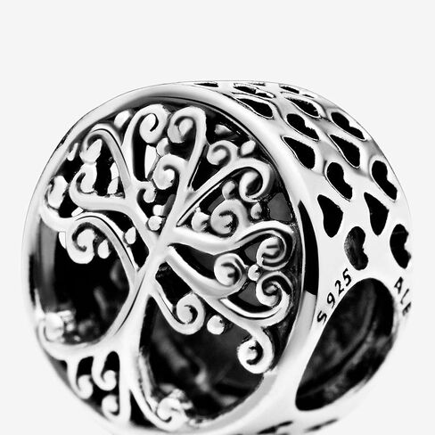 PANDORA Jewelry Bundle with Gift Box - Moments Sterling Silver Snake Chain Charm Bracelet with Heart Clasp, 6.7" & Family Roots Sterling Silver Charm - Gift for Women in Saudi Arabia