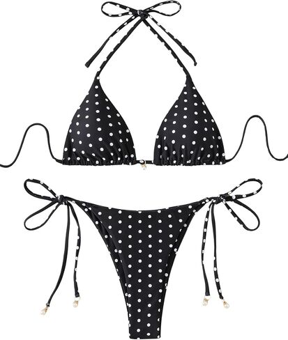 SEGT Women's Polka Dots Print Bikini Sets 2 Piece Sexy Swimsuit Halter Triangle Tie Side Bathing Suit Swimwear in Saudi Arabia