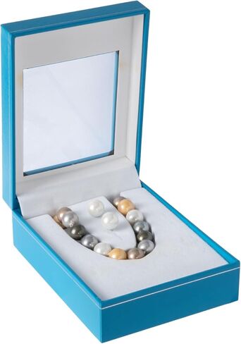 8mm Organic Man-Made 18-inch Multicolor Pearl Necklace and Matching 8mm Stud Earrings in Saudi Arabia